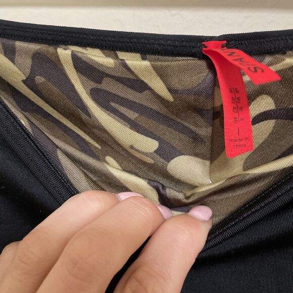 Spanx Black Ultra High Waisted Shaper Tummy Slimming Shorts Camo Liner Large - Picture 5 of 7